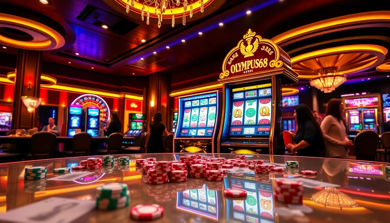 Experience the thrill of OLYMPUS88 slot in a vibrant casino setting full of excitement and luxury.
