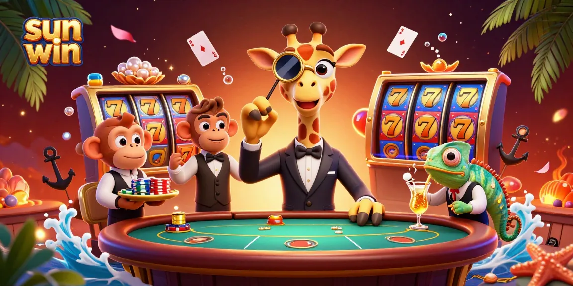 Experience thrilling wins with sun win's vibrant casino scene featuring engaging characters and gameplay elements.