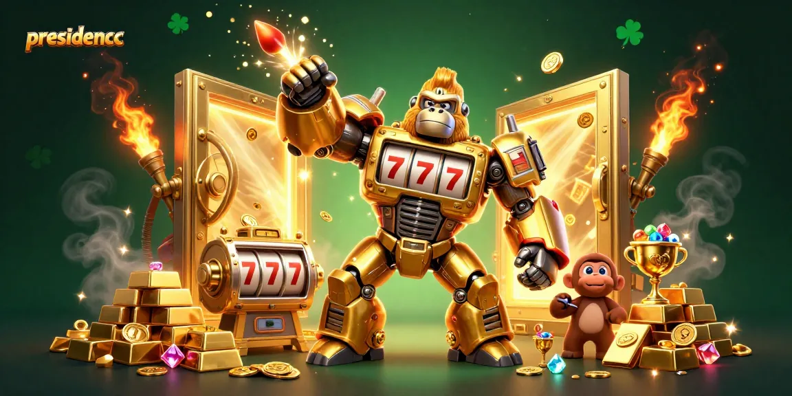 Experience exciting slot action at presidencc with a dynamic golden mech and treasures.