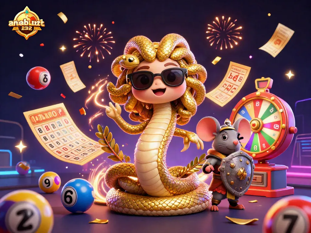 Menggandakan keseruan di anabulbet2312, Medusa dan mouse menjaga keberuntungan dengan bola lotere berwarna-warni.