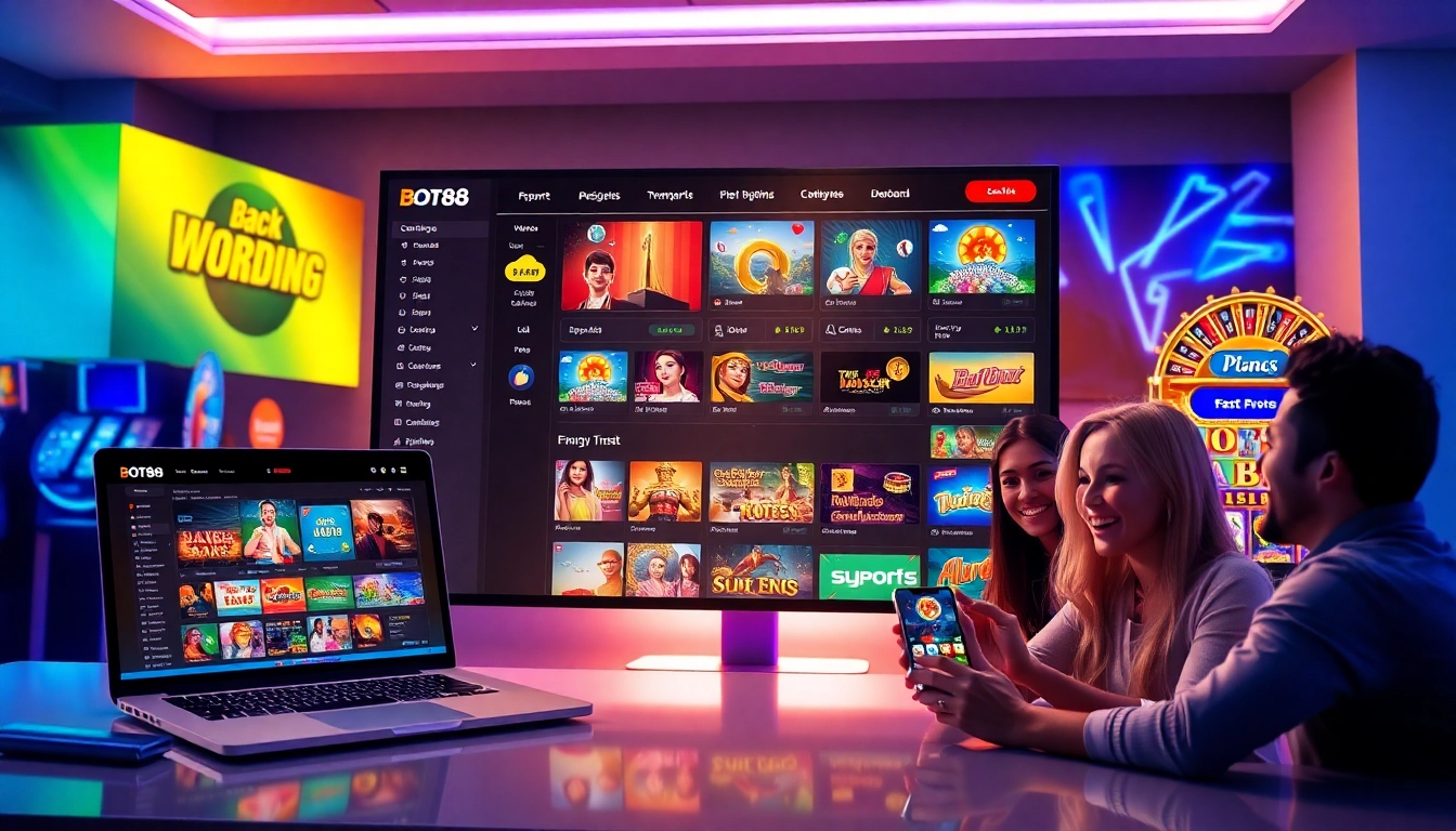 BOT88 online gambling interface showcasing diverse games and vibrant community engagement.