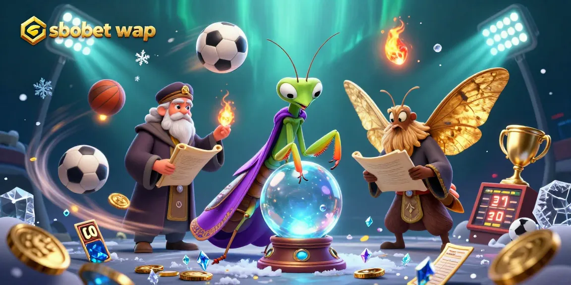 Betting on sbobet wap with dynamic sports activities and magical elements in a captivating illustration.