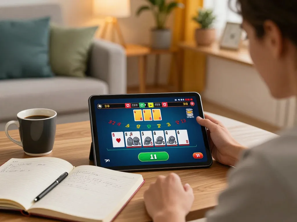 Player enjoying a live dealer blackjack game at home using lv88 on a tablet