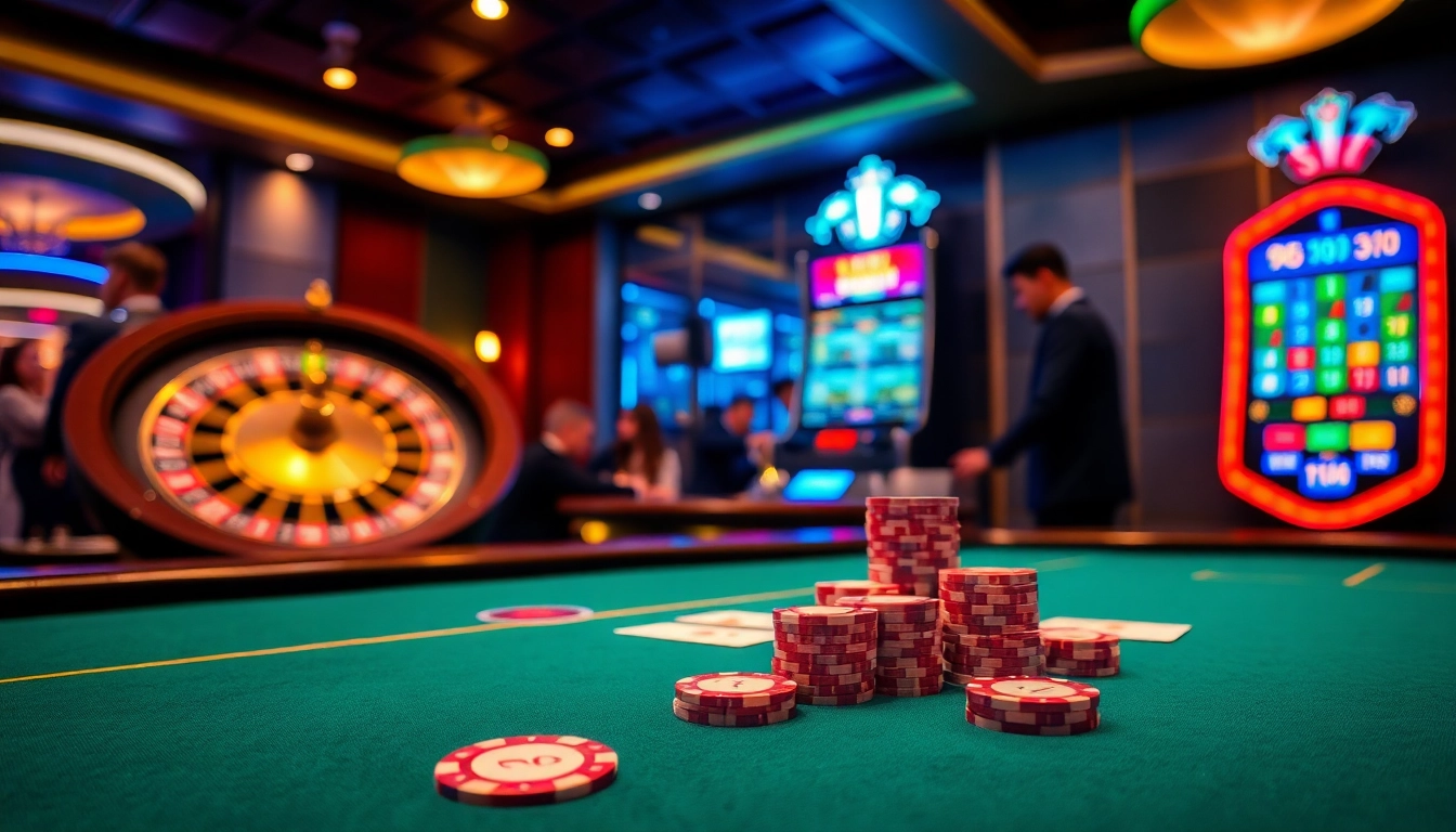 Engage in thrilling games at https://sv388group.org/ with vibrant casino visuals showcasing poker, roulette, and slots.