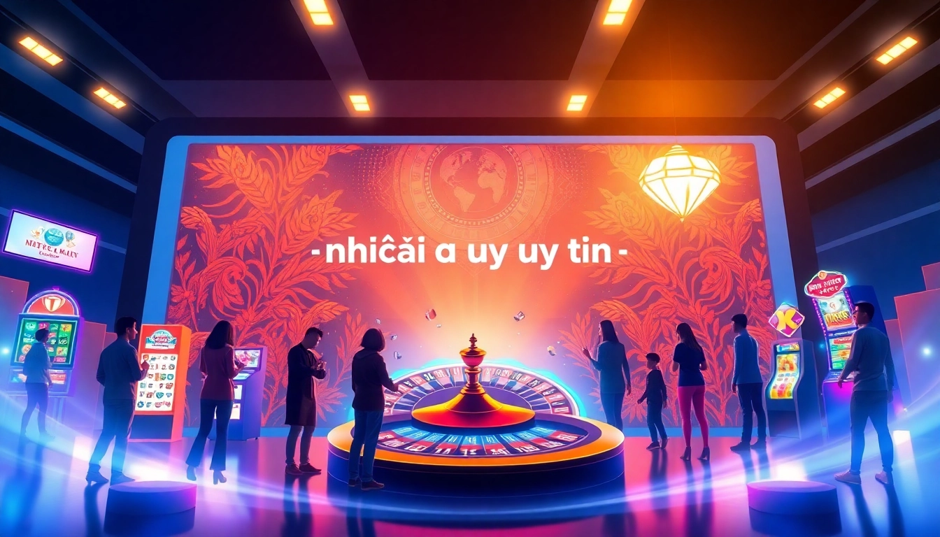 Dynamic digital betting scene highlighting nhà cái uy tín platform with engaging casino elements.